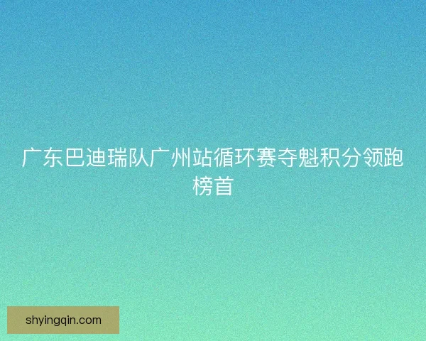 广东巴迪瑞队广州站循环赛夺魁积分领跑榜首